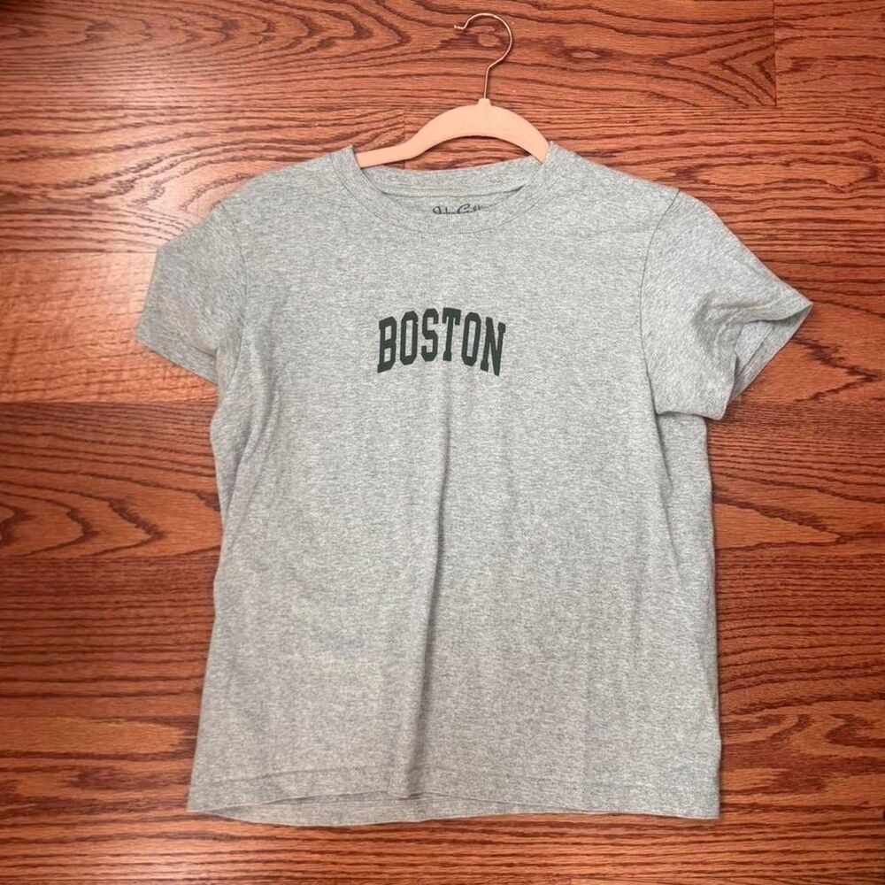 Brandy-melville Women's Grey and Green T-shirt